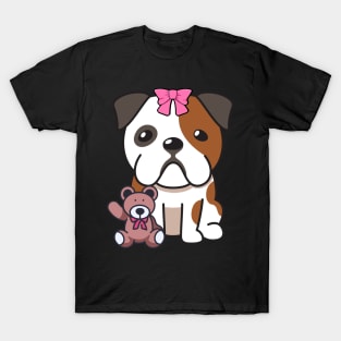 Cute bulldog holds a teddy bear T-Shirt